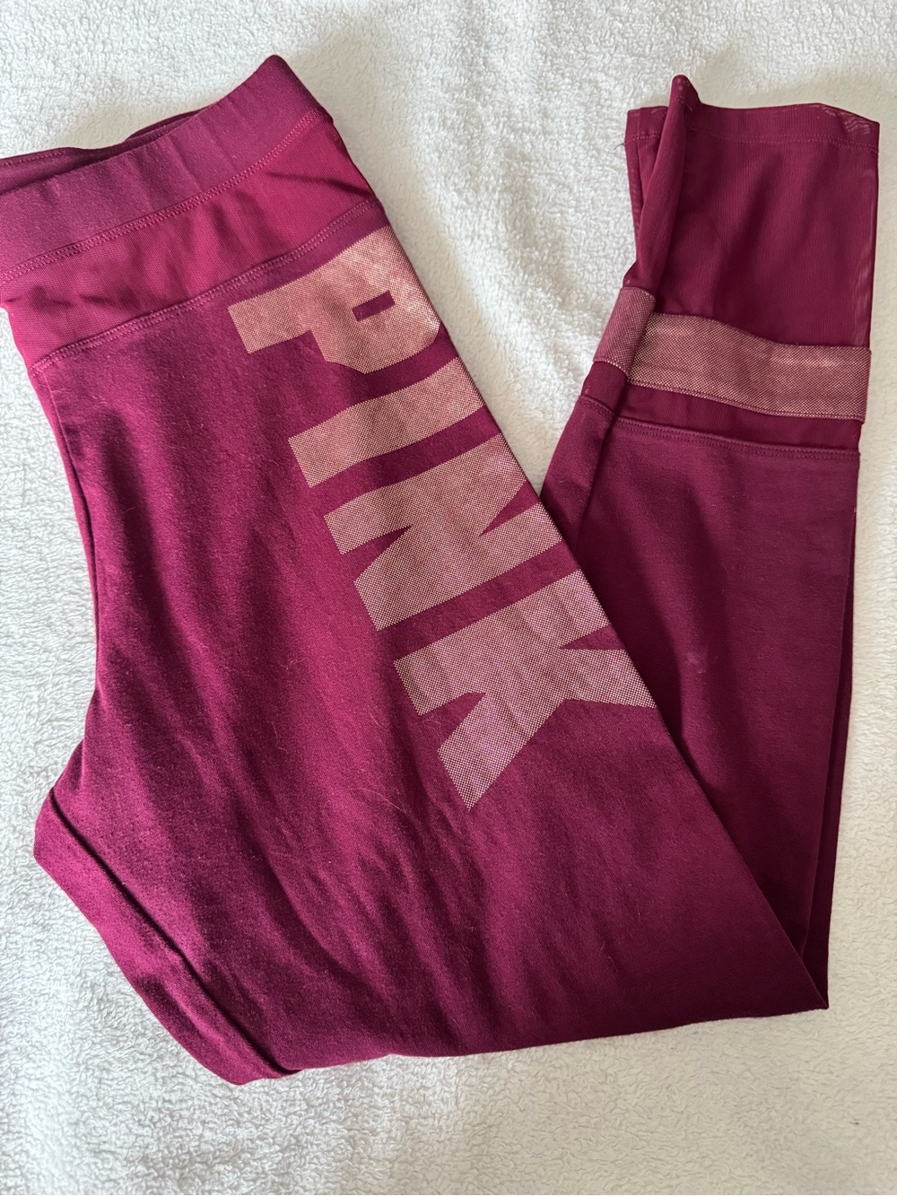 PINK Victoria's Secret Burgundy/Mauve Logo Leggings